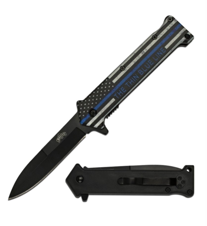 Thin Blue Line | Master USA - Spring Assisted Pocket Knife - Master USA at Uppercut Tactical